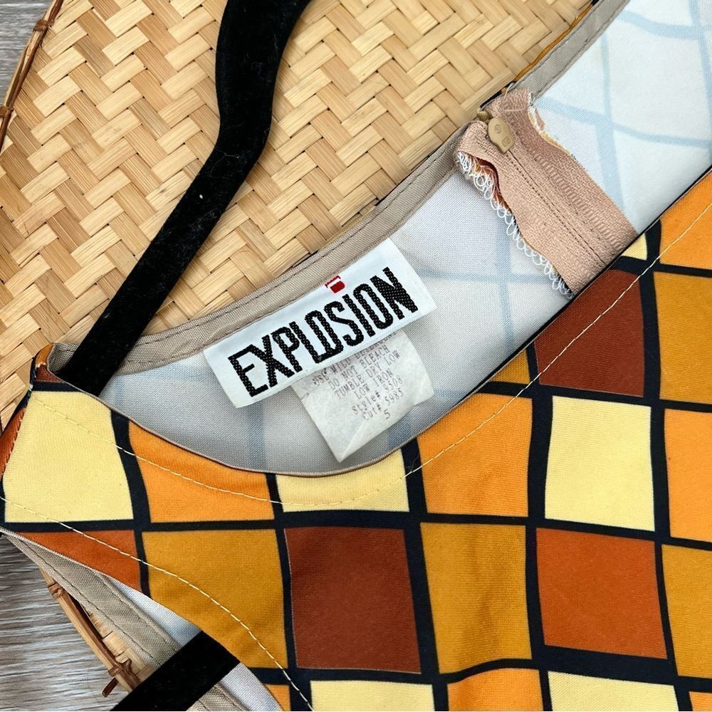 Vintage 90’s‎ does 70’s geometric diamond browns mini dress clueless spice girls - Picture 2 of 9